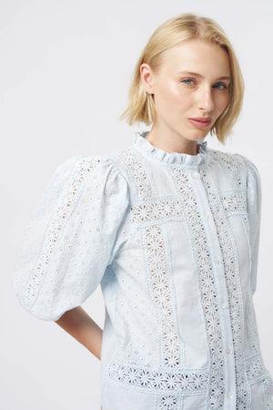 KIREINA Isabella Shirt - Powder Blue vest - Zabecca Living