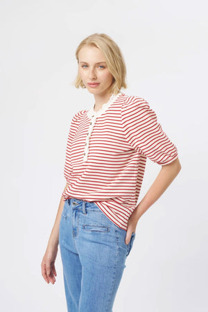 KIREINA Jacqueline Top -White with Red Stripe vest - Zabecca Living