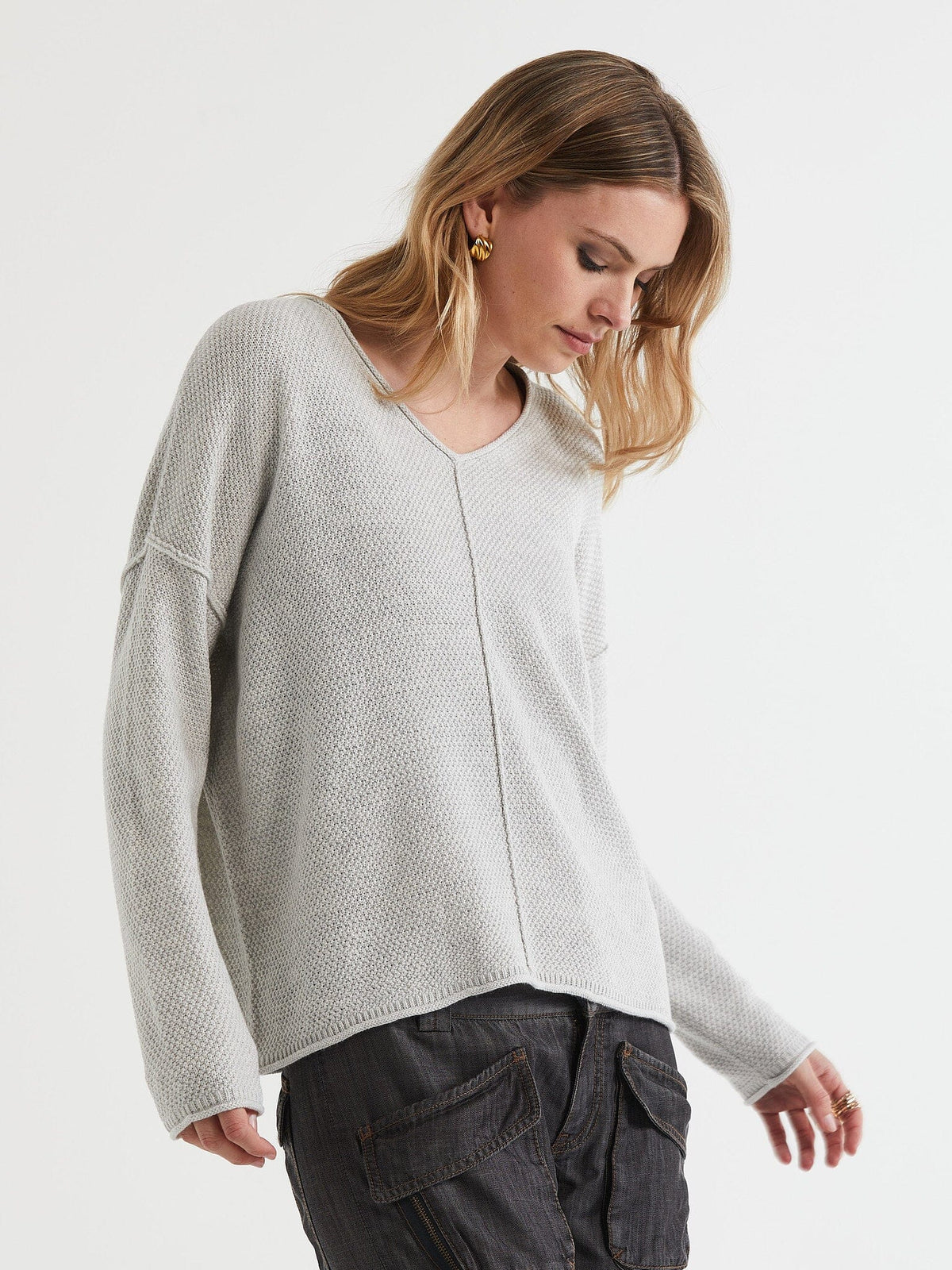 LD & Co Birdseye V Jumper - Ice Jumpers + Knitwear - Zabecca Living