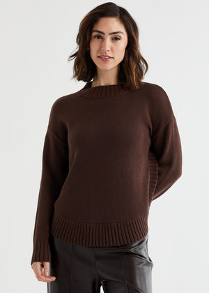 LD & CO Cotton Mock Turtle - Chocolate Jumpers + Knitwear - Zabecca Living