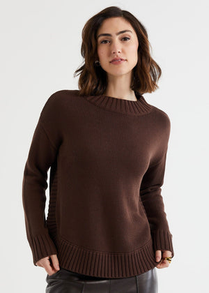 LD & CO Cotton Mock Turtle - Chocolate Jumpers + Knitwear - Zabecca Living