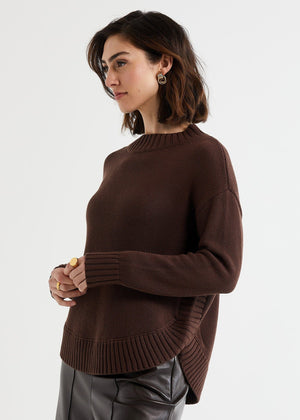 LD & CO Cotton Mock Turtle - Chocolate Jumpers + Knitwear - Zabecca Living