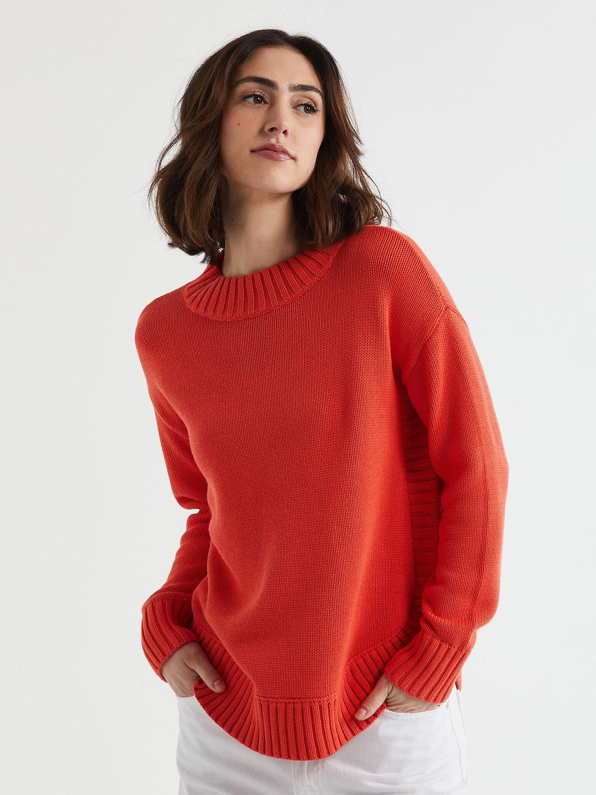 LD &amp; CO Cotton Mock Turtle - Persimmon Jumpers + Knitwear - Zabecca Living