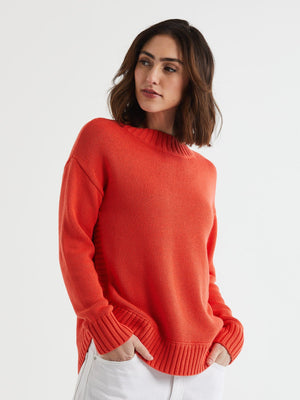 LD & CO Cotton Mock Turtle - Persimmon Jumpers + Knitwear - Zabecca Living