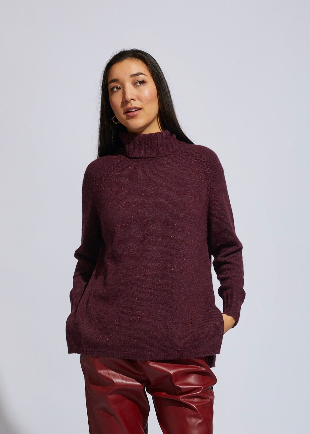 LD Co Fleck Roll Neck Jumper Claret Zabecca Living