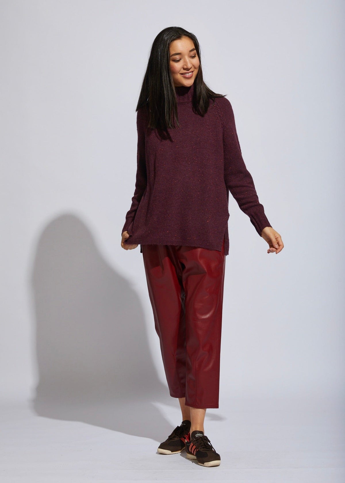 LD & CO Fleck Roll Neck Jumper - Claret Jumpers + Knitwear - Zabecca Living