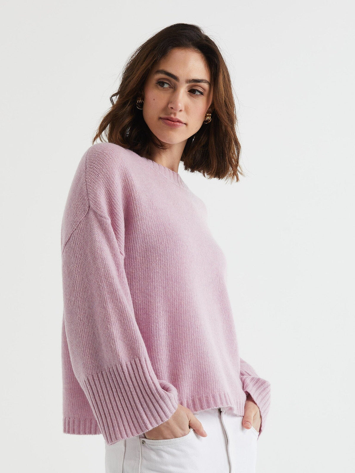 LD &amp; Co Wide Sleeve Crew Jumper - Iris Jumpers + Knitwear - Zabecca Living