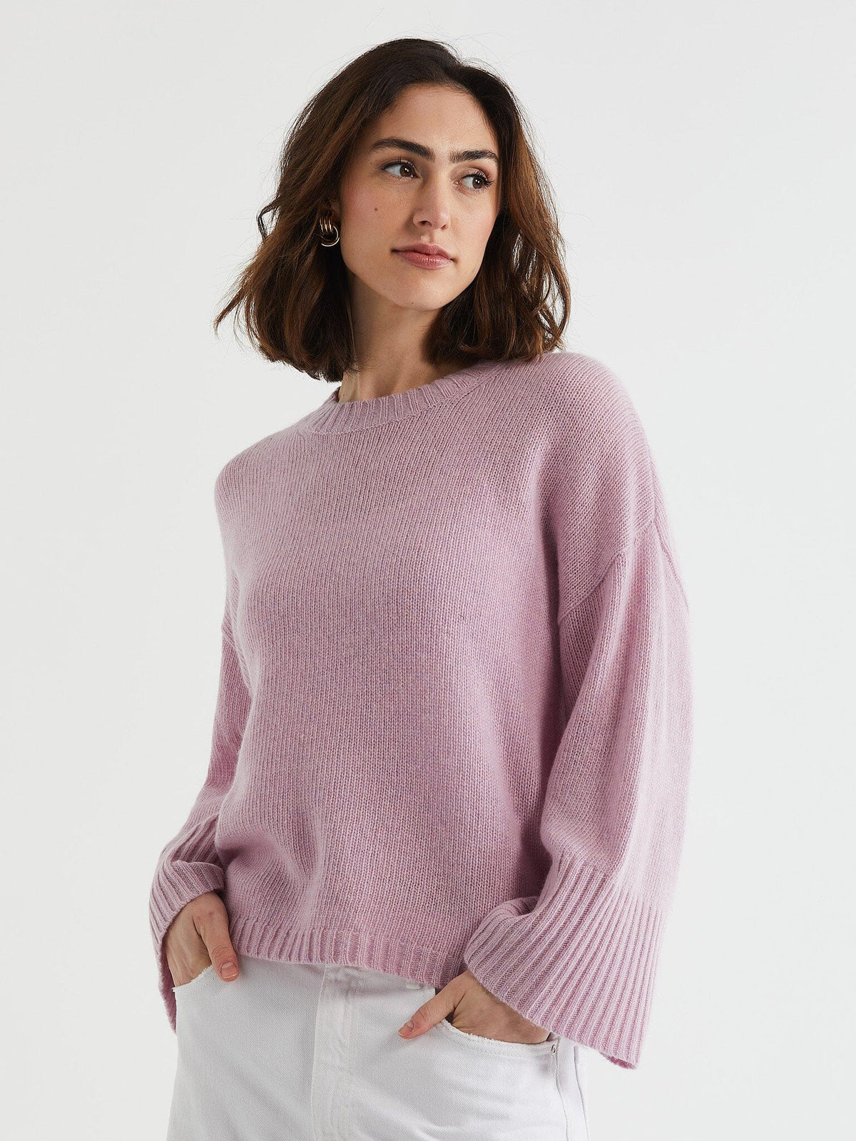LD &amp; Co Wide Sleeve Crew Jumper - Iris Jumpers + Knitwear - Zabecca Living