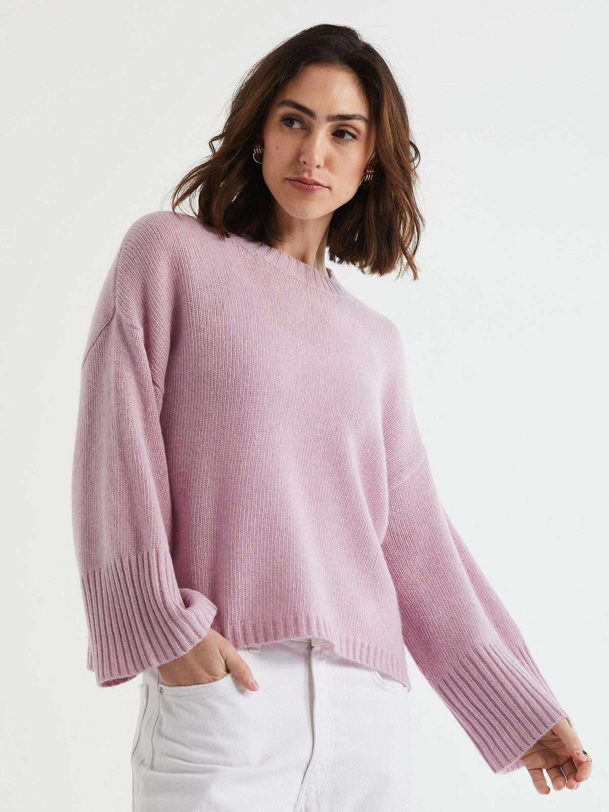 LD &amp; Co Wide Sleeve Crew Jumper - Iris Jumpers + Knitwear - Zabecca Living