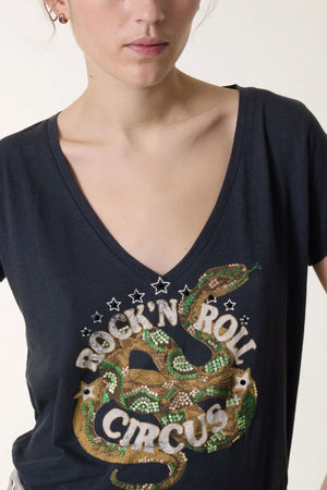 LEON & HARPER Tonton Snaake T-shirt - Carbone Tee - Zabecca Living