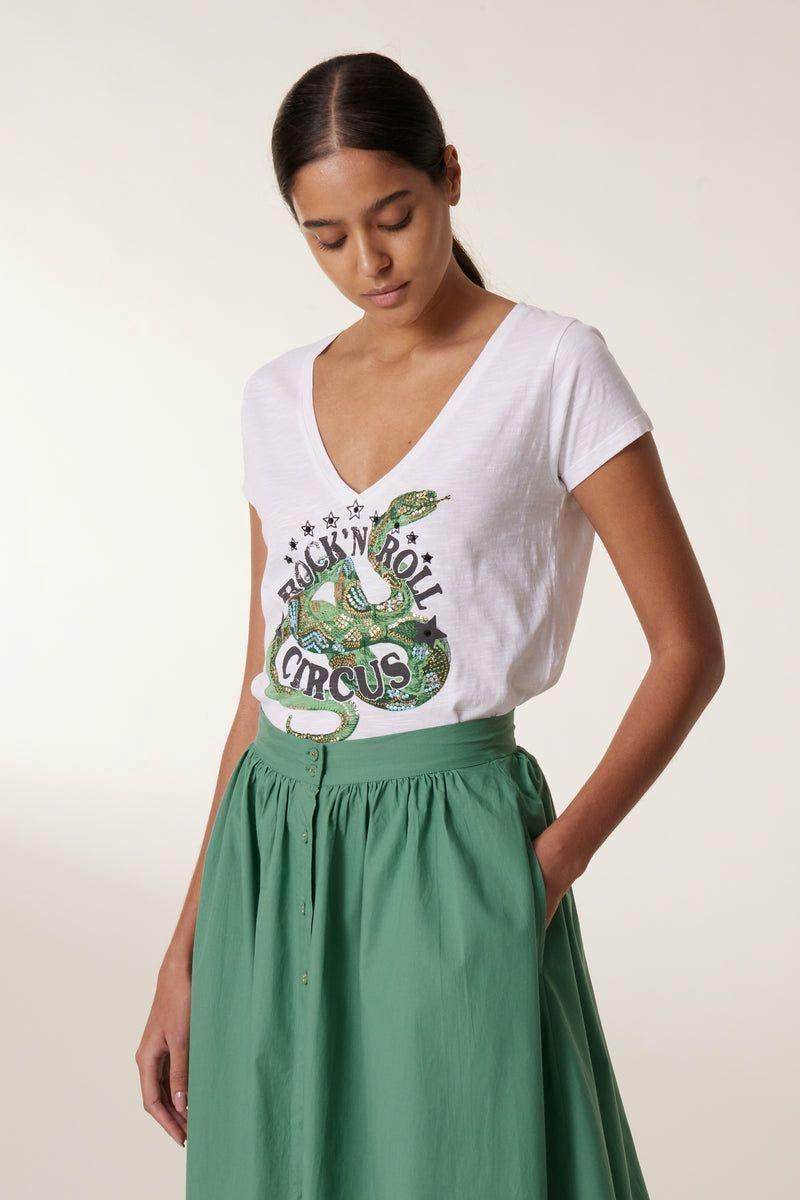 LEON &amp; HARPER Tonton Snaake T-shirt - White Tee - Zabecca Living