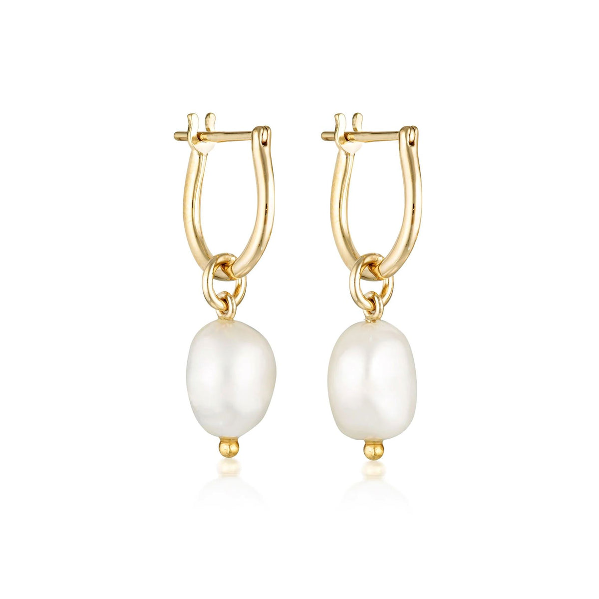 LINDA TAHIJA Baroque Pearl Basic Hoop Earrings - Gold Plated Earrings - Zabecca Living