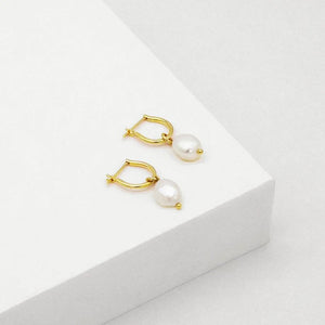LINDA TAHIJA Baroque Pearl Basic Hoop Earrings - Gold Plated Earrings - Zabecca Living