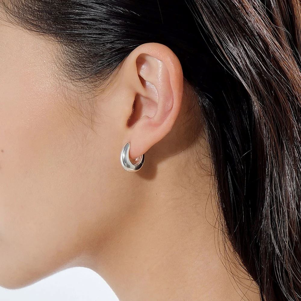LINDA TAHIJA Bold Huggie Earrings - Sterling Silver Earrings - Zabecca Living