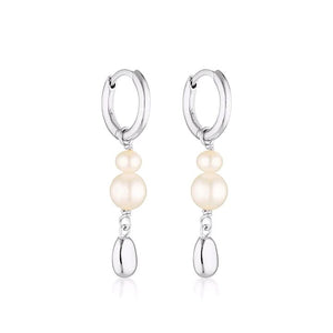 LINDA TAHIJA Brook Pearl Huggie Earrings - Sterling Silver Earrings - Zabecca Living