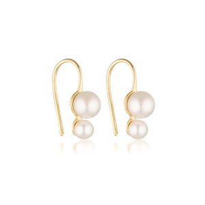 LINDA TAHIJA Double Pearl Hook Earrings - Gold Plated Earrings - Zabecca Living