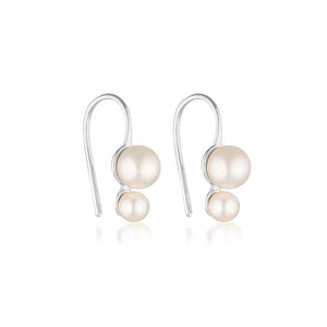 LINDA TAHIJA Double Pearl Hook Earrings - Sterling Silver Earrings - Zabecca Living