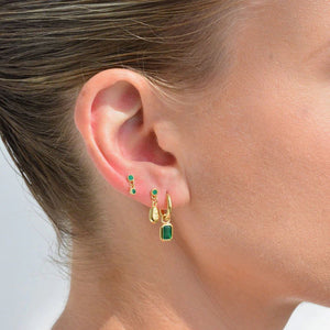 LINDA TAHIJA Gold Plated Alga Earrings - Green Onyx Earrings - Zabecca Living