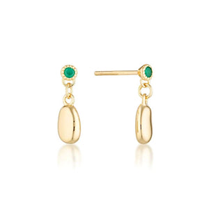 LINDA TAHIJA Gold Plated Alga Earrings - Green Onyx Earrings - Zabecca Living