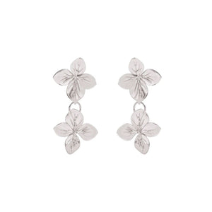 LINDA TAHIJA Hydrangea Double Drop Earrings - Sterling Silver Earrings - Zabecca Living