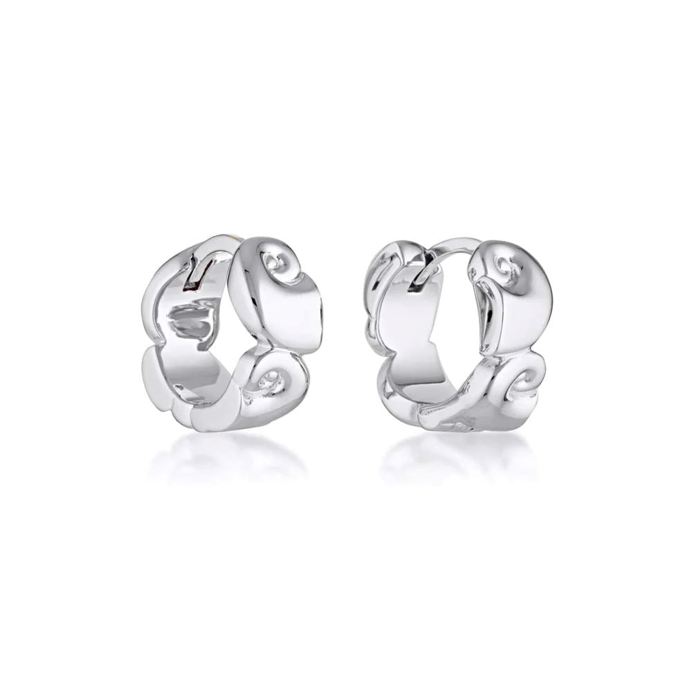LINDA TAHIJA Nautilus Huggie Earrings - Sterling Silver Earrings - Zabecca Living