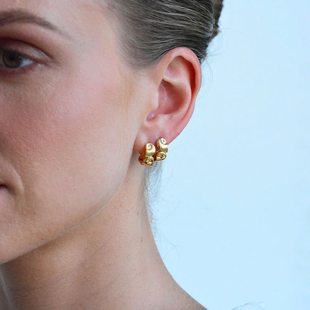 LINDA TAHIJA Nautilus Huggie Earrings - Sterling Silver Earrings - Zabecca Living