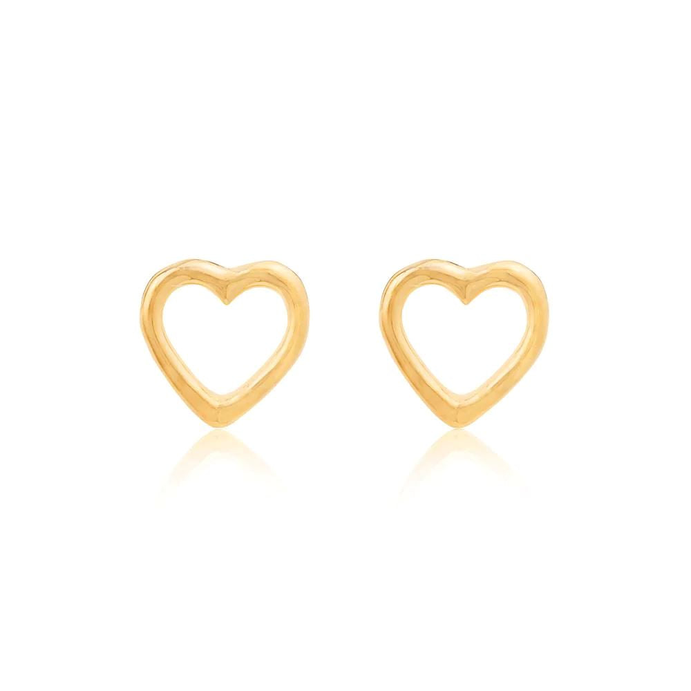 LINDA TAHIJA Open Heart Stud Earrings - Gold Plated Earrings - Zabecca Living