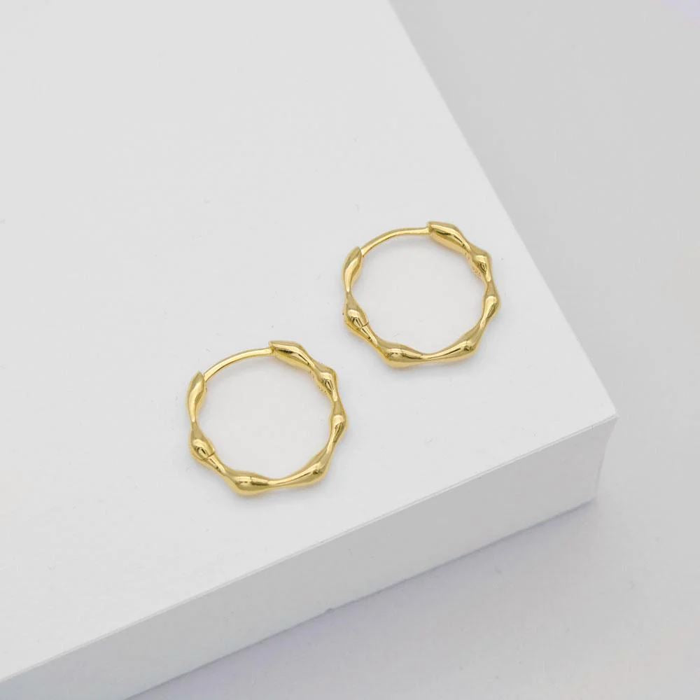 LINDA TAHIJA Organica Huggie Earrings - Gold Plated Earrings - Zabecca Living