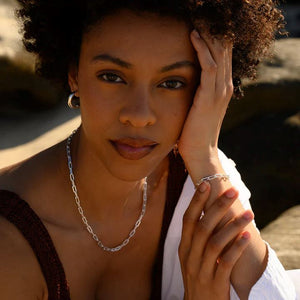 LINDA TAHIJA Paperclip Necklace - Sterling Silver Necklace - Zabecca Living