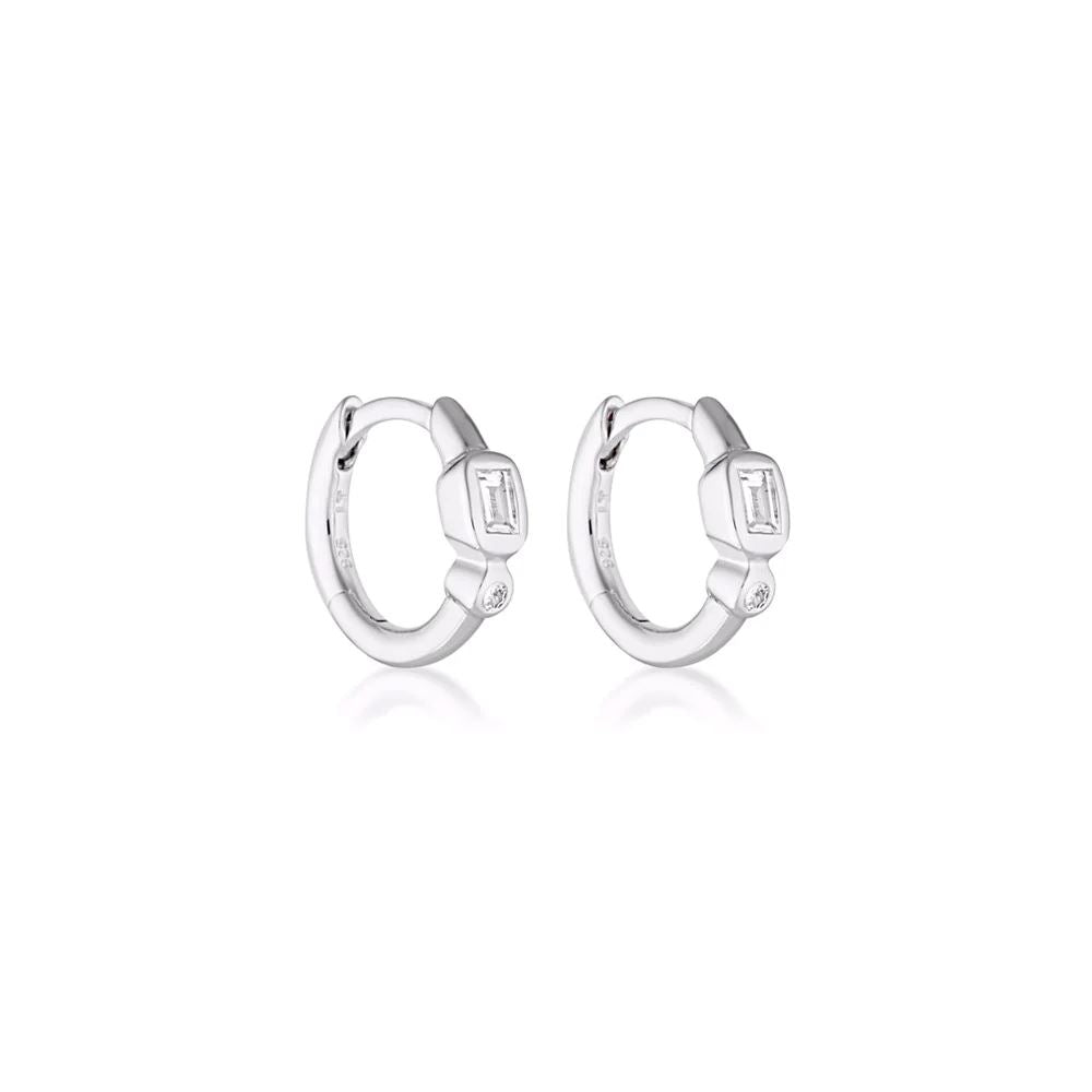 LINDA TAHIJA White Topaz Form Huggie Earrings - Sterling Silver Earrings - Zabecca Living