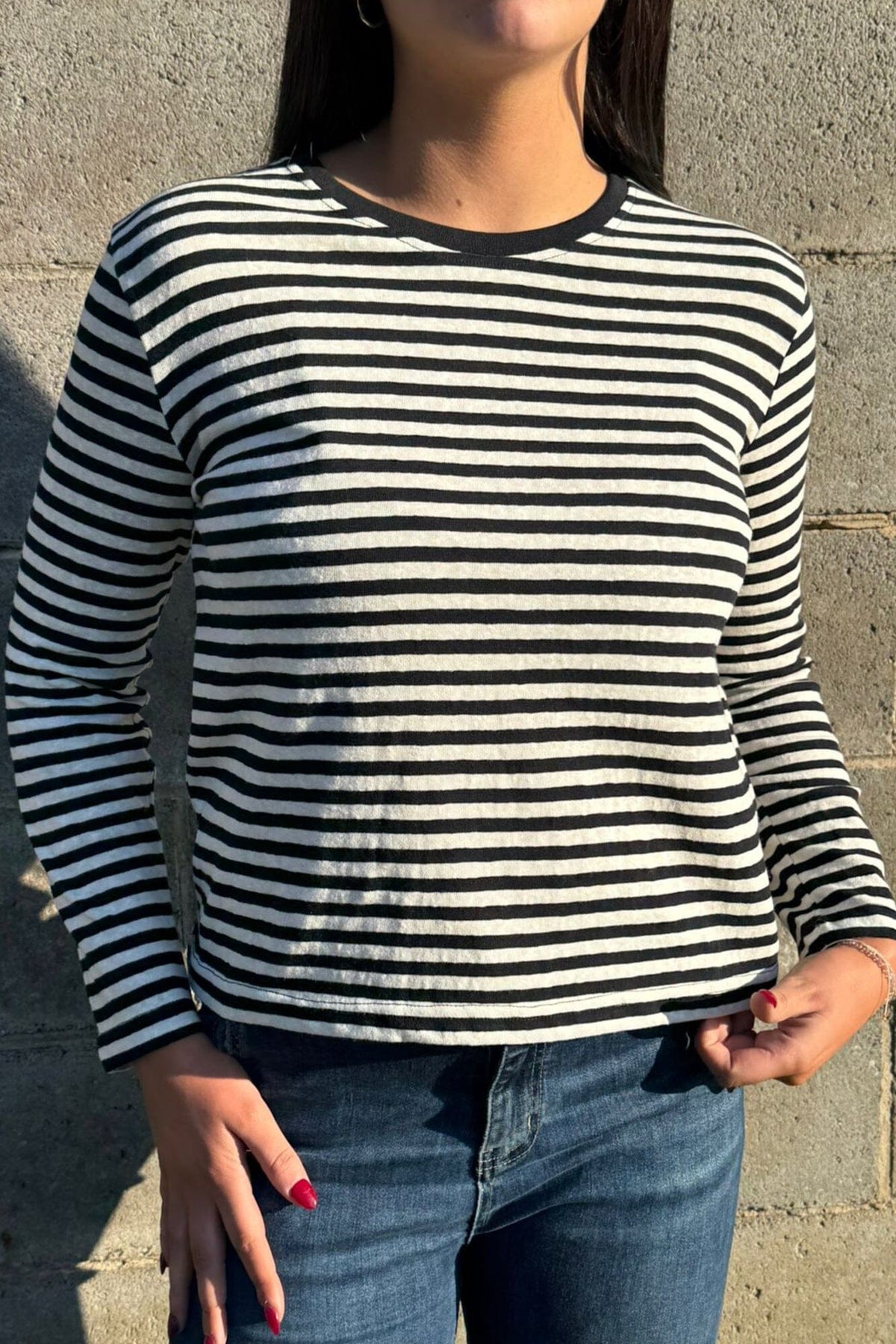 LITTLE LIES Athena Stripe Long Sleeve - Black/White Long Sleeve Tee - Zabecca Living
