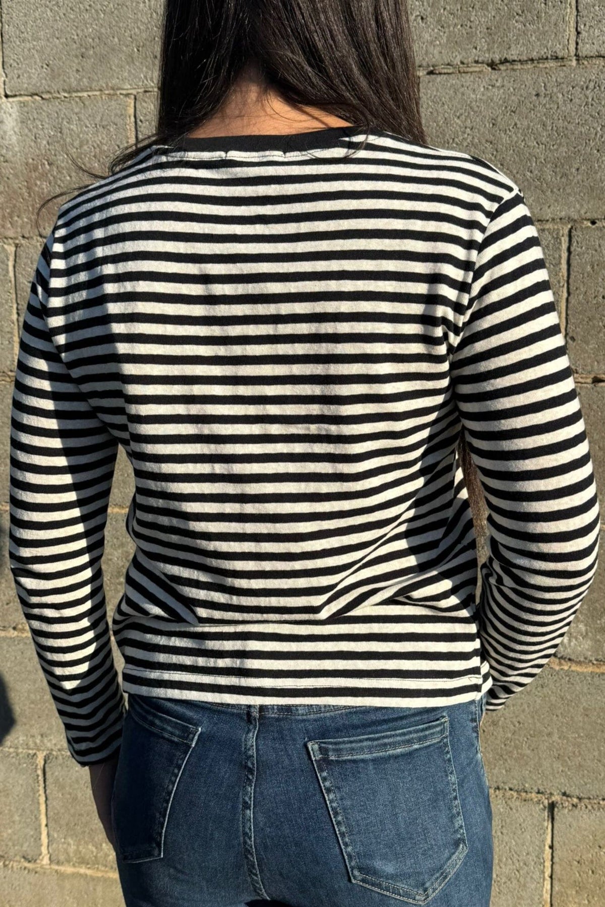 LITTLE LIES Athena Stripe Long Sleeve - Black/White Long Sleeve Tee - Zabecca Living