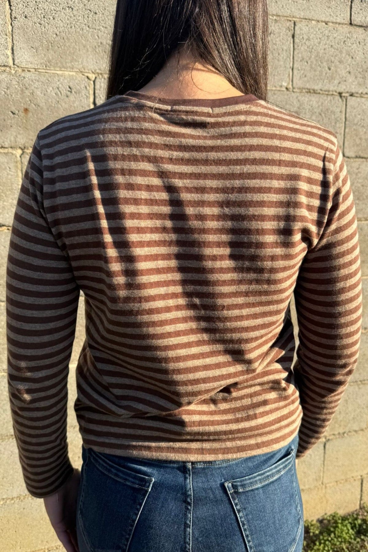 LITTLE LIES Athena Stripe Long Sleeve - Brown Long Sleeve Tee - Zabecca Living