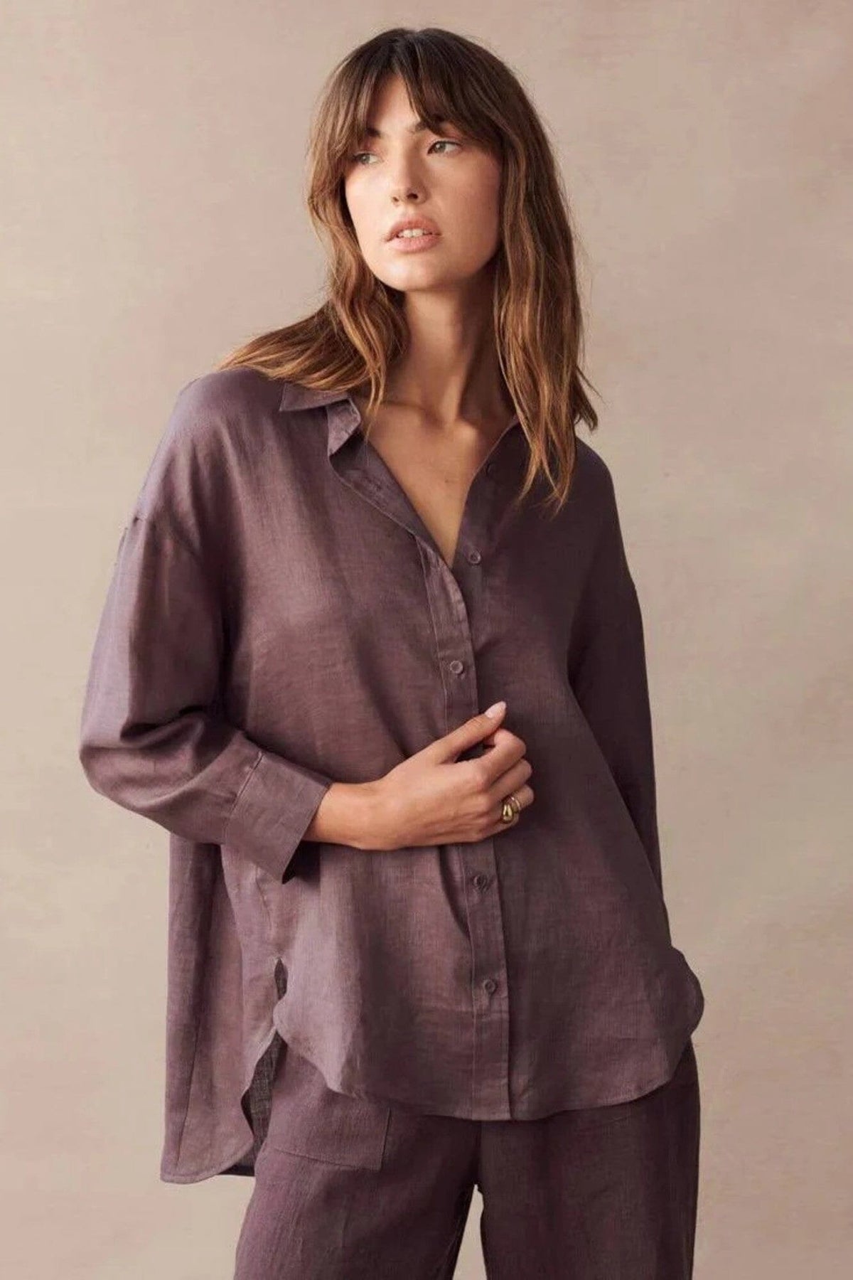 LITTLE LIES Boyfriend Shirt - Chocolate Shirts &amp; Blouses - Zabecca Living