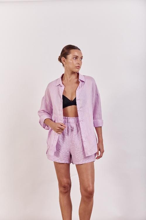 LITTLE LIES Boyfriend Shirt - Lilac Shirts & Blouses - Zabecca Living