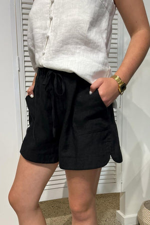 LITTLE LIES Bronte Linen Shorts - Black SHORTS - Zabecca Living