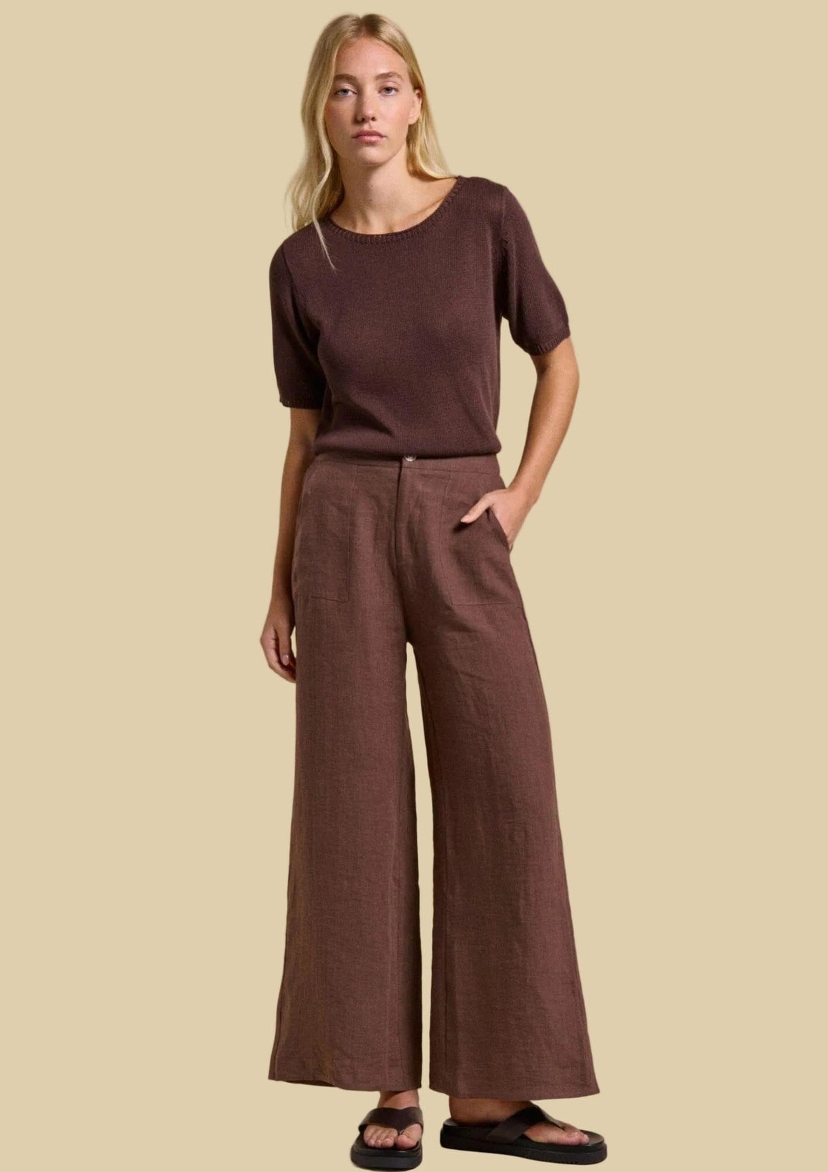 LITTLE LIES Jude Pants - Chocolate PANTS - Zabecca Living