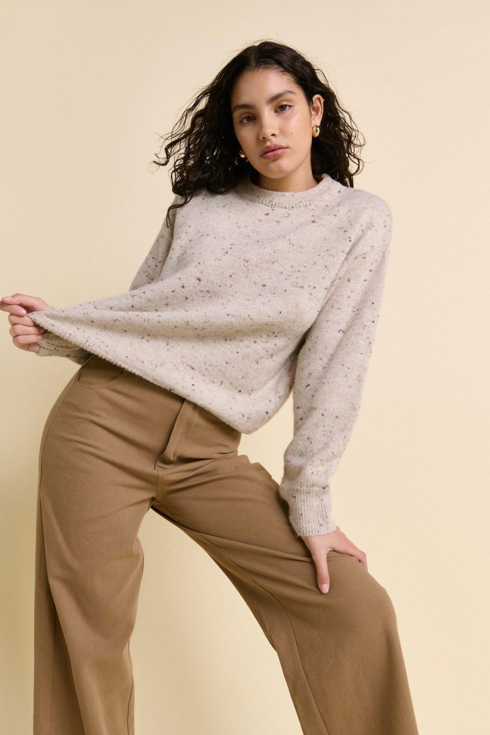 LITTLE LIES Lori Jumper - Latte Speckle Jumpers + Knitwear - Zabecca Living