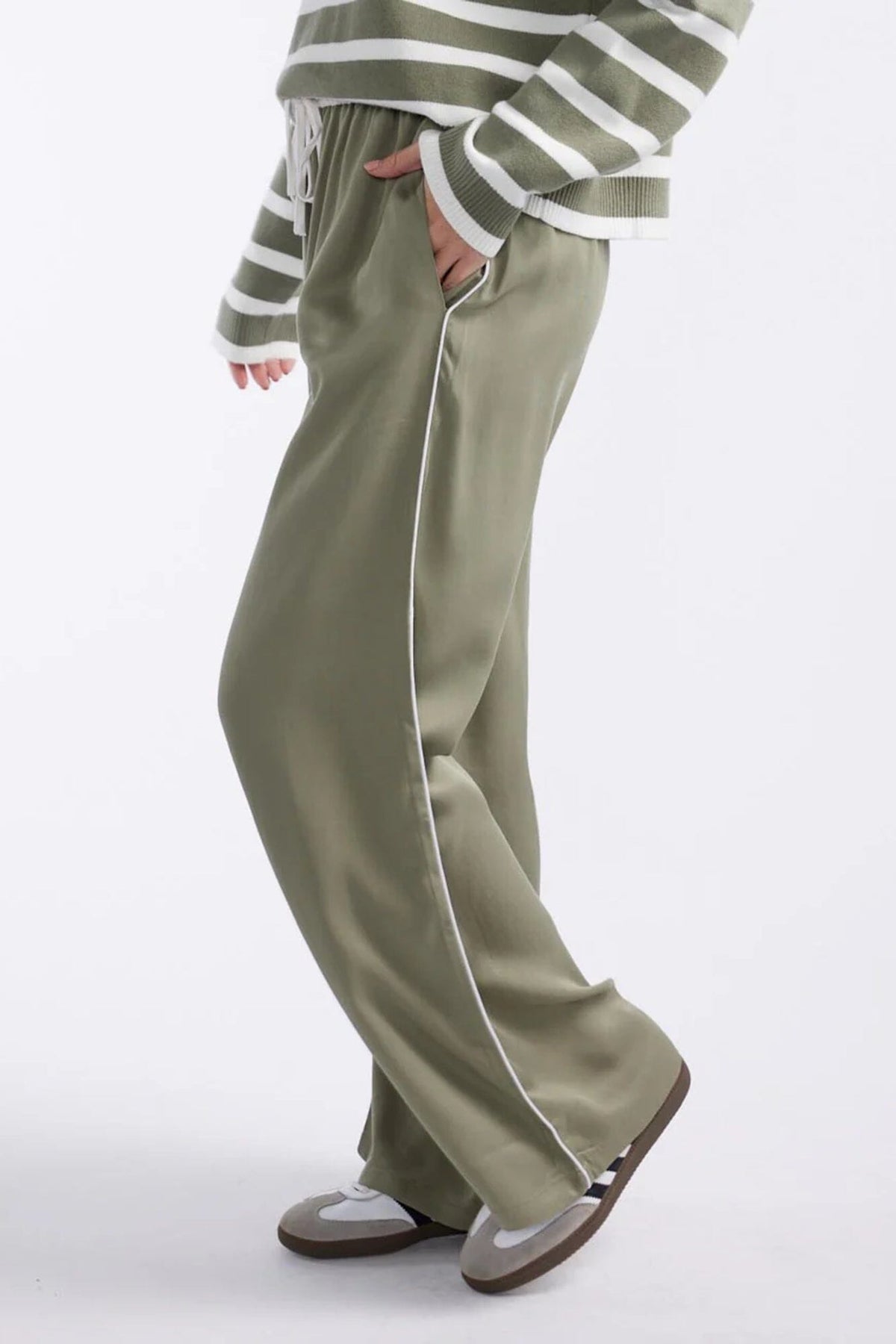 LITTLE LIES Lottie Tencel Pants - Khaki PANTS - Zabecca Living
