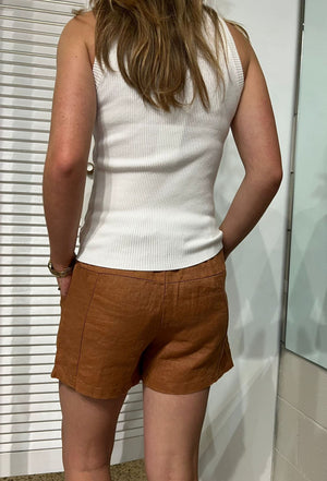 LITTLE LIES Luxe Linen Shorts - Terracotta SHORTS - Zabecca Living