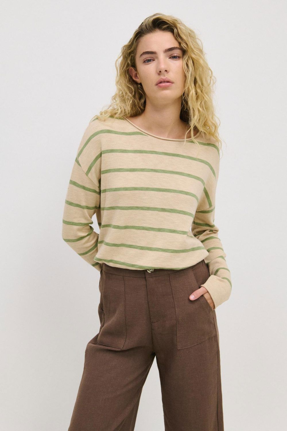 LITTLE LIES Minnie Top - Autumn Blonde / Fern Jumpers + Knitwear - Zabecca Living