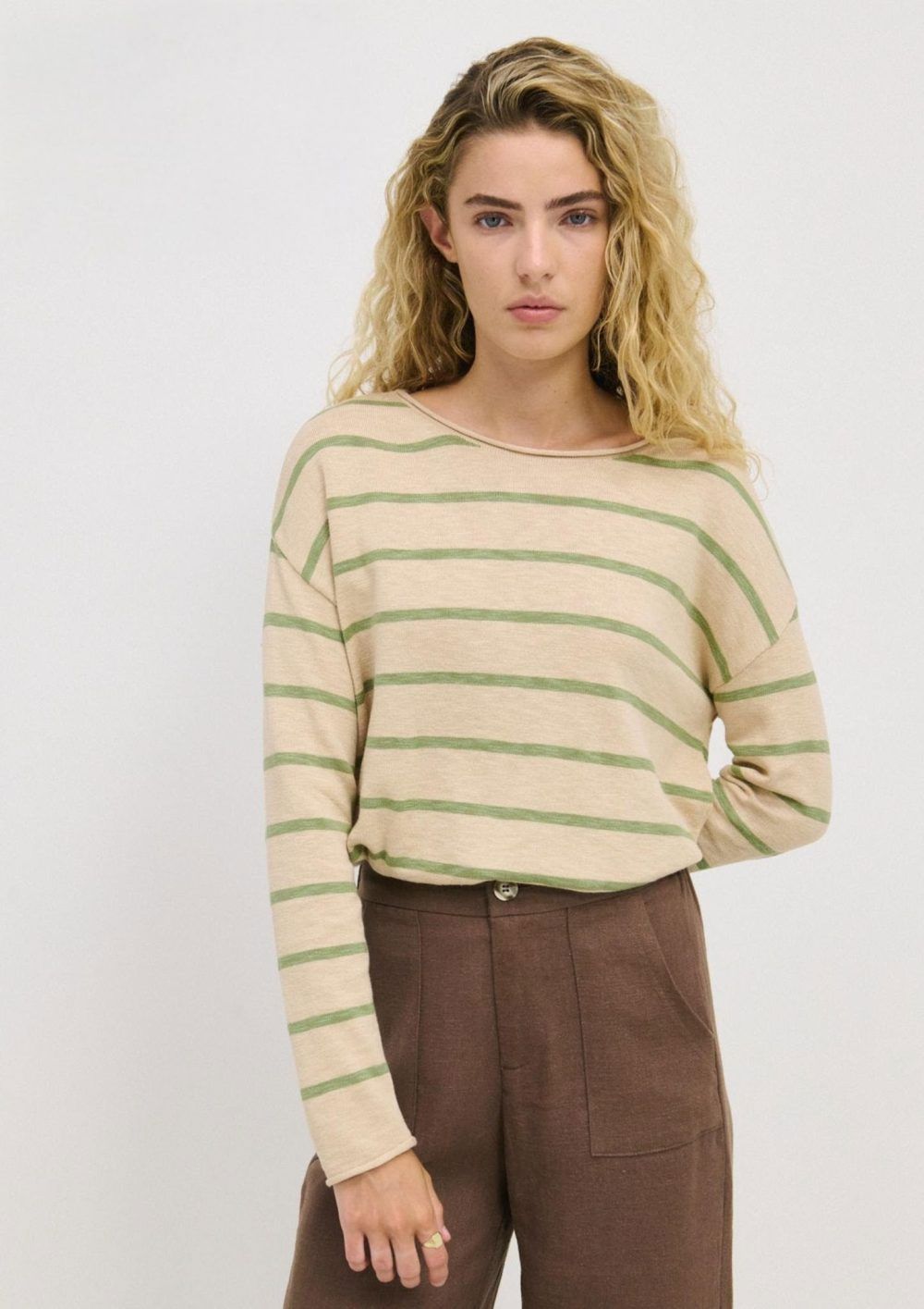 LITTLE LIES Minnie Top - Autumn Blonde / Fern Jumpers + Knitwear - Zabecca Living
