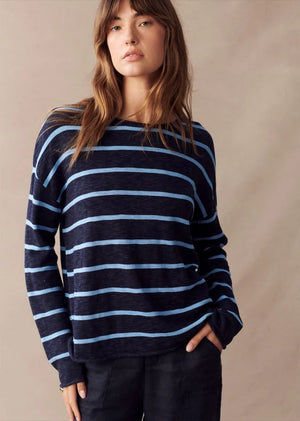 LITTLE LIES Minnie Top - Navy/Blue Stripe Jumpers + Knitwear - Zabecca Living