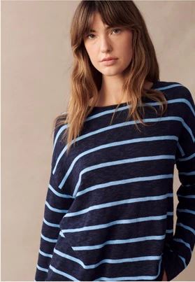 LITTLE LIES Minnie Top - Navy/Blue Stripe Jumpers + Knitwear - Zabecca Living