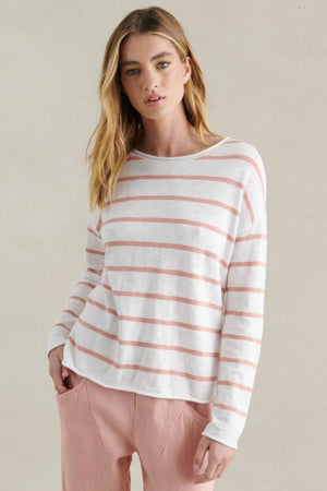 LITTLE LIES Minnie Top - Peach Stripe Jumpers + Knitwear - Zabecca Living