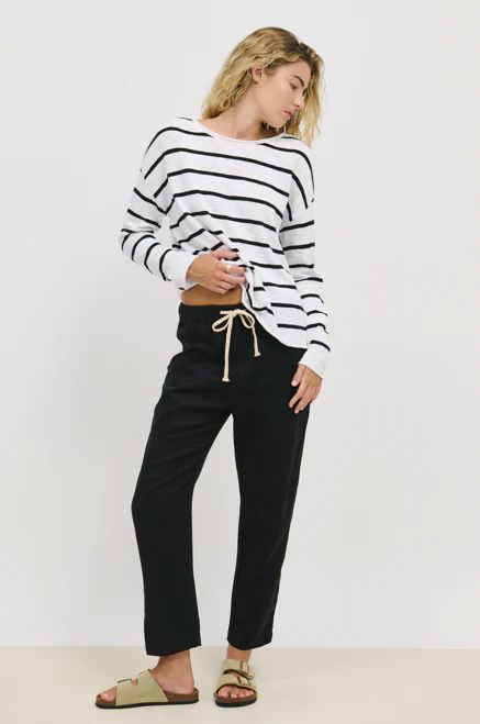 LITTLE LIES Minnie Top - White / Black Stripe Jumpers + Knitwear - Zabecca Living