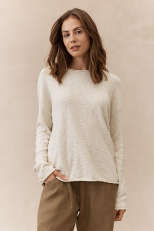 LITTLE LIES Nellie Top - Stone Jumpers + Knitwear - Zabecca Living