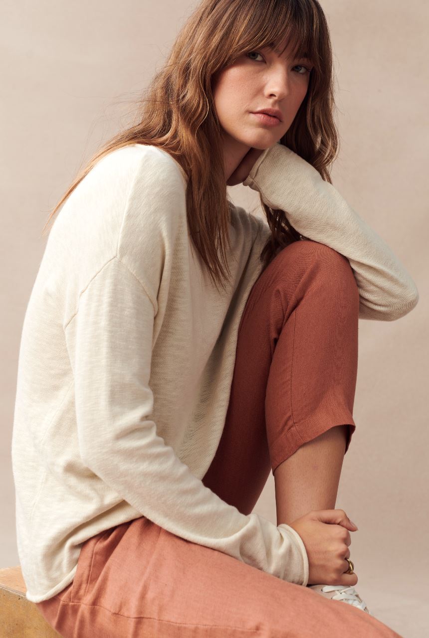 LITTLE LIES Nellie Top - Stone Jumpers + Knitwear - Zabecca Living
