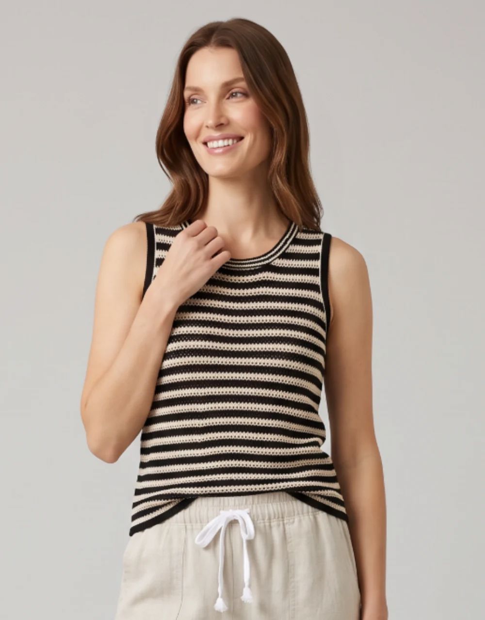 LITTLE LIES Nina Tank - Natural/ Black Tank - Zabecca Living
