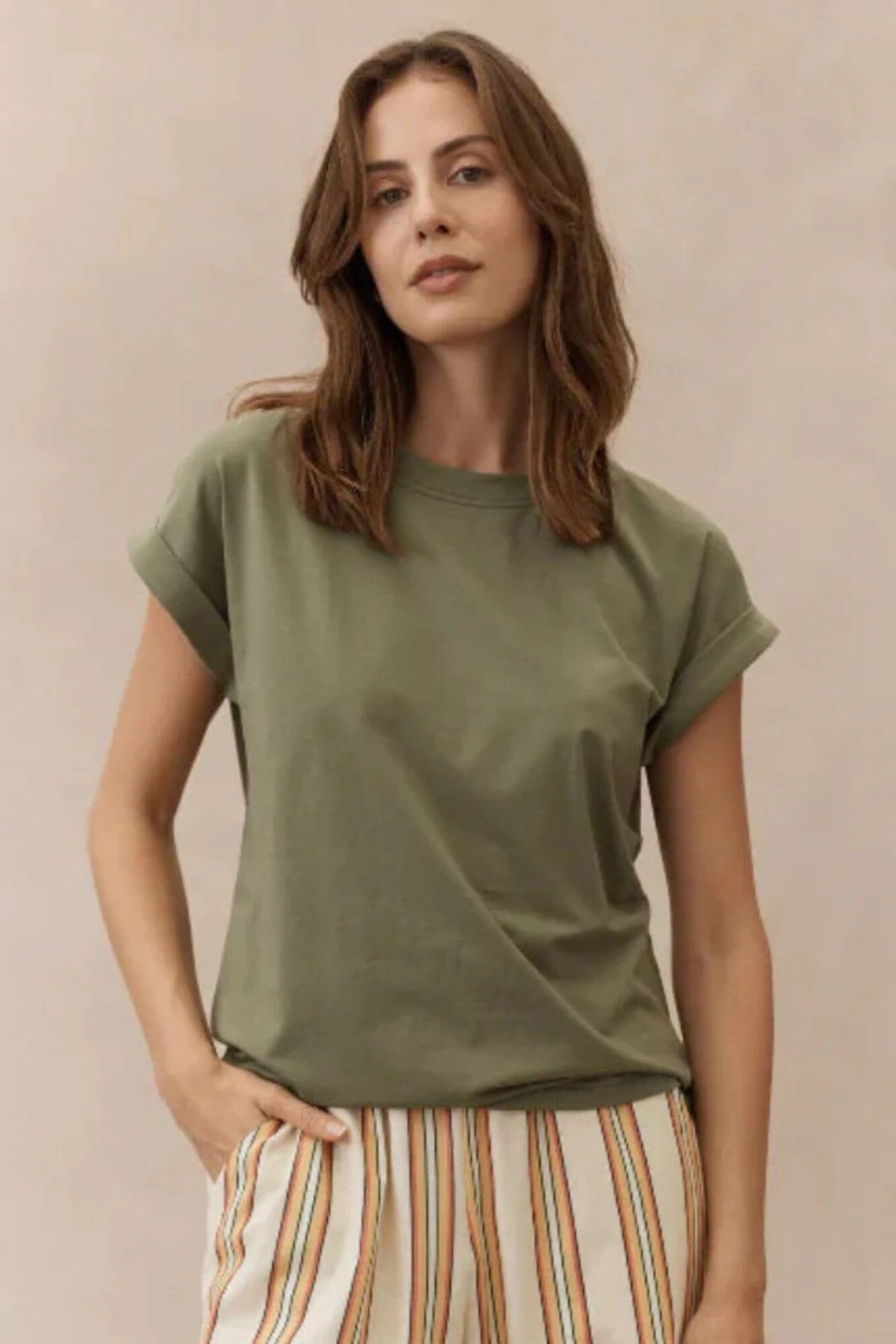 LITTLE LIES Rhodes Tee - Khaki Tee - Zabecca Living